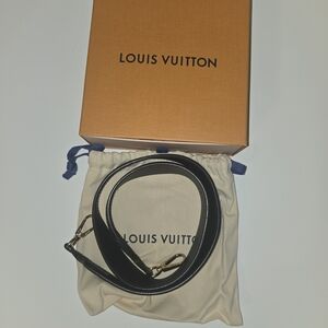 Louis Vuitton Black Leather Belt with Gold Buckle